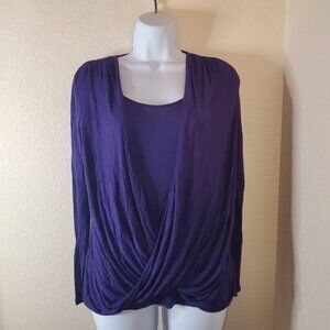 Michael Kors Iris Layered Draped v-neck long sleeve Shirt sz small